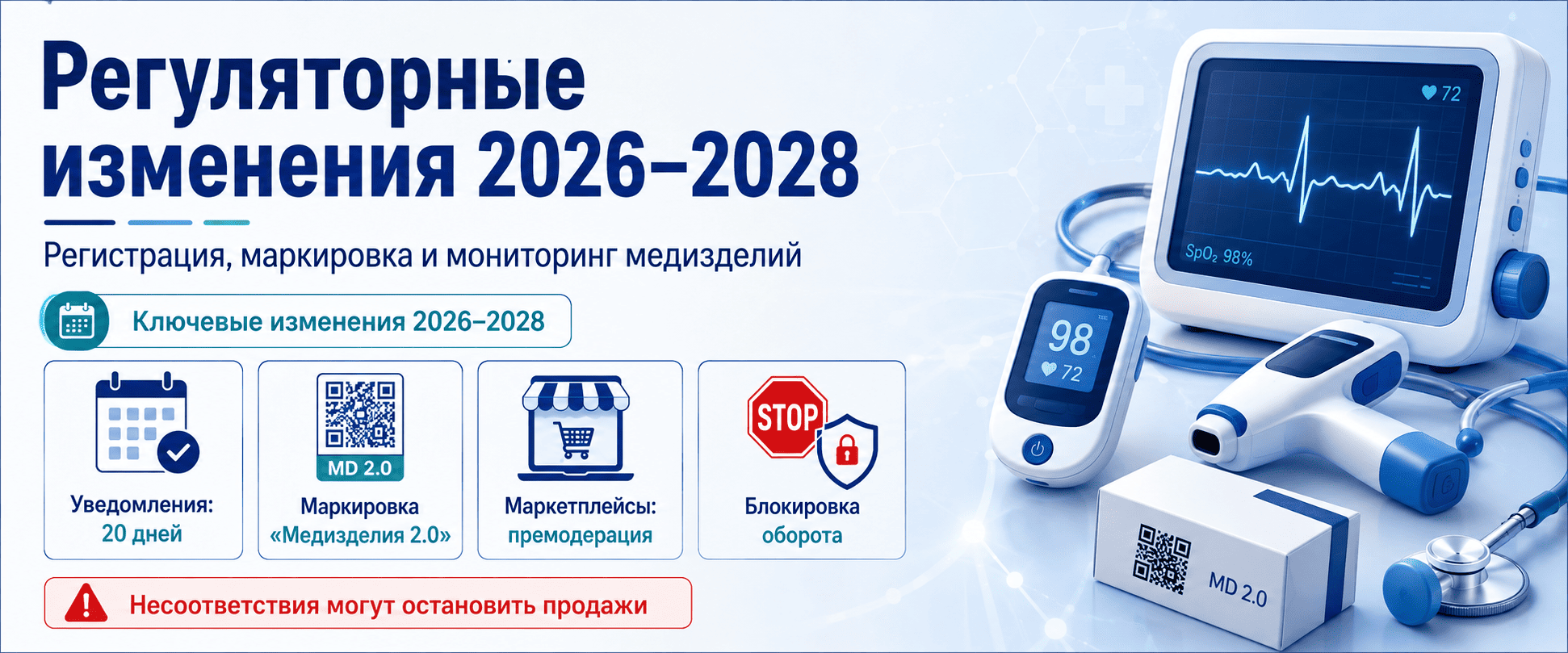 Регуляторные изменения 2026–2028: новый порядок регистрации, маркировки и мониторинга медизделий